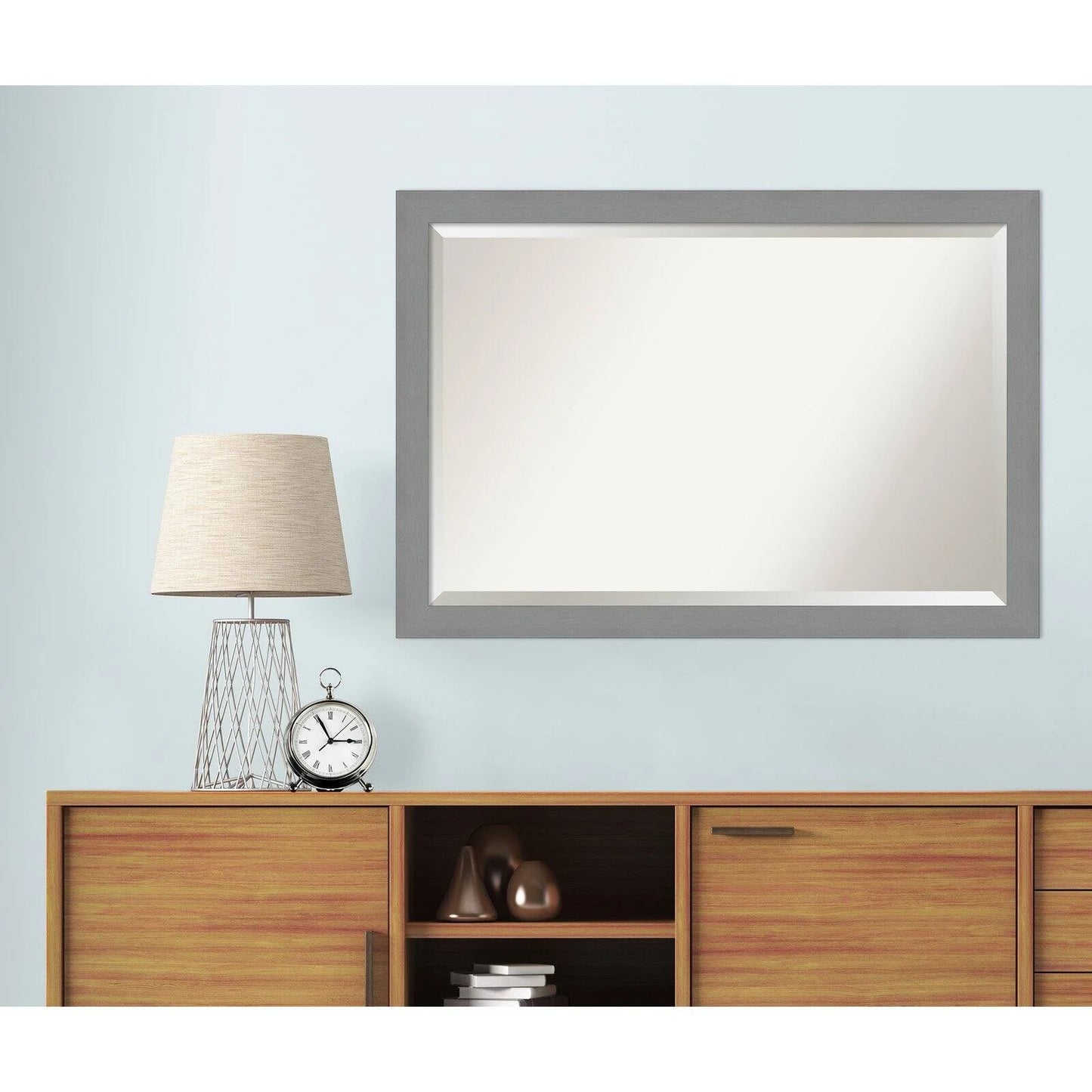 Cabinet White Narrow Beveled Wood Bathroom Wall Mirror