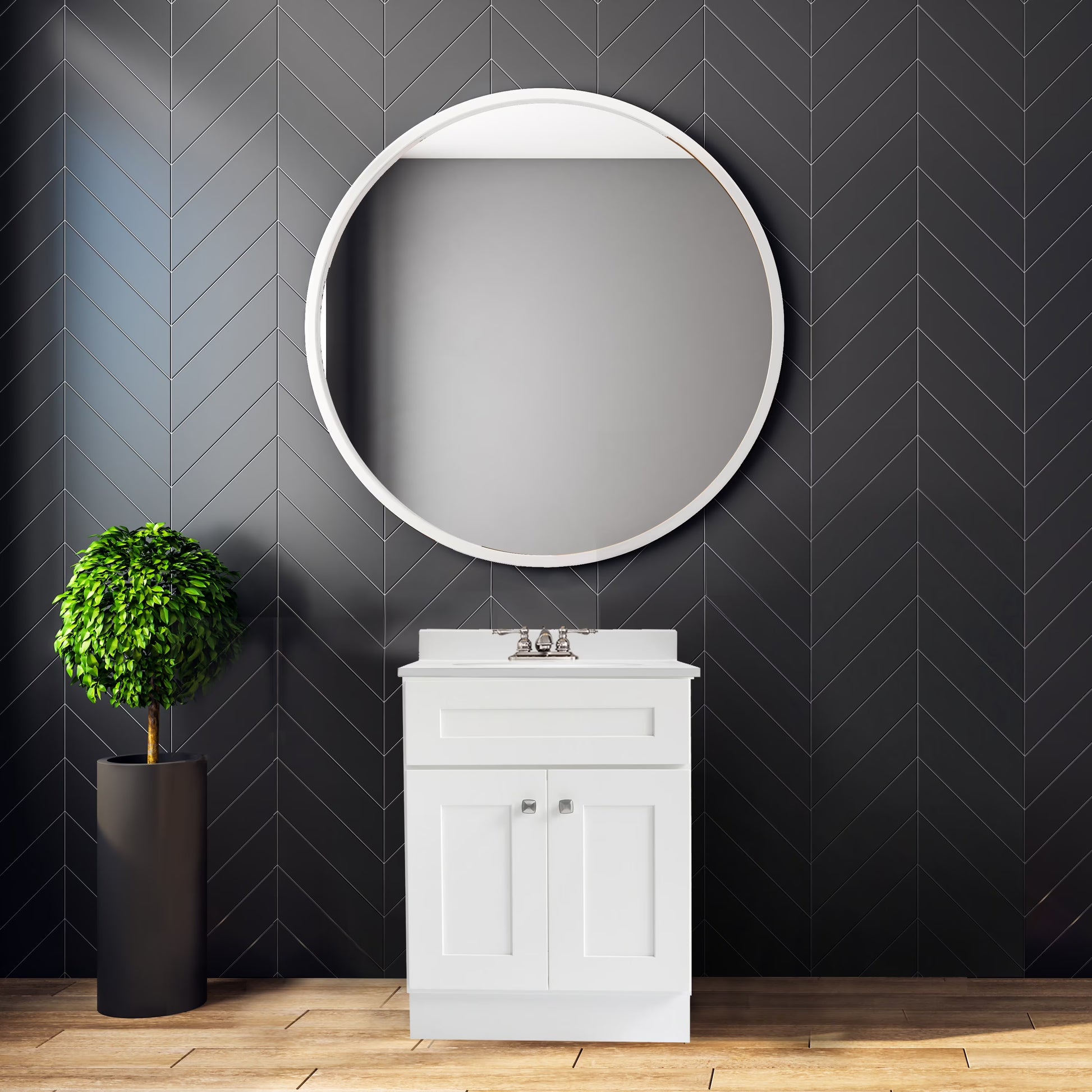 Design House Brookings 24" x 18" Ready to Assemble Solid Wood 2-Door Bath Vanity Cabinet, Espresso