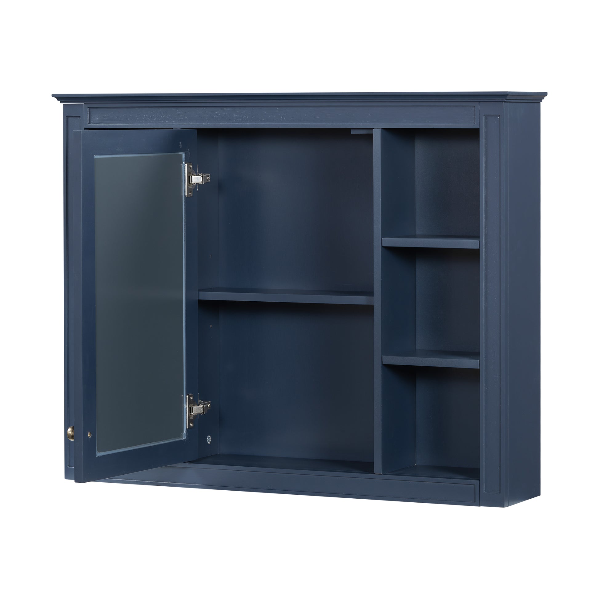 Furvclv Bathroom Wall Mirror Cabinet Modern Wall Mounted Cabinet Storage Organizer With Single Mirror Door 6 Open Shelves
