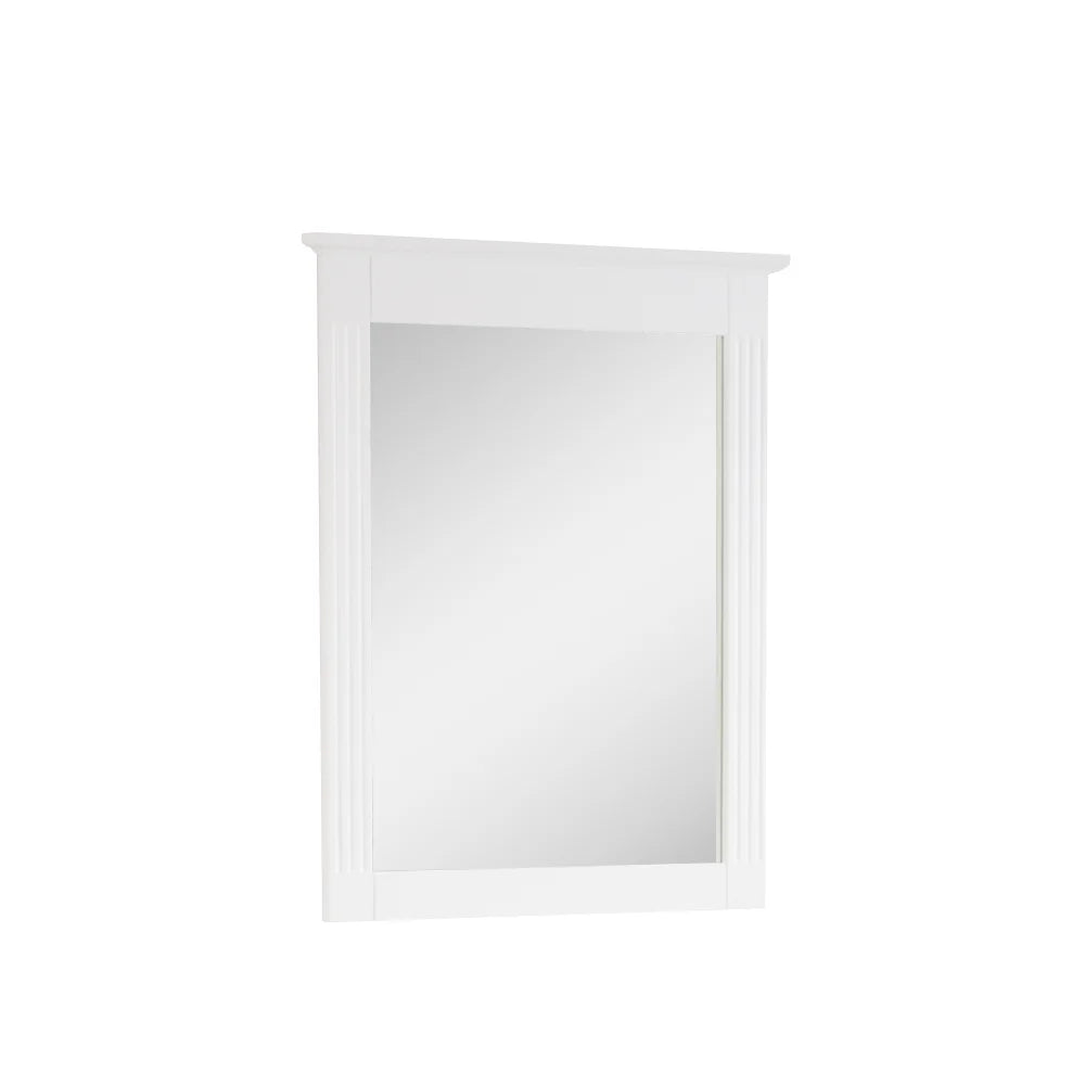 Forclover 33" x 26" 2 PCS Rectangle Wall-Mounted Vanity Mirror, Solid Wooden Framed Makeup Mirror, Bathroom Wall Mirror Apply to Bathroom Living Room Entryway, White