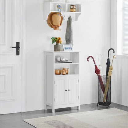 Yaheetech 5-Tier Bathroom Floor Cabinet with Double Door and Adjustable Shelf, White
