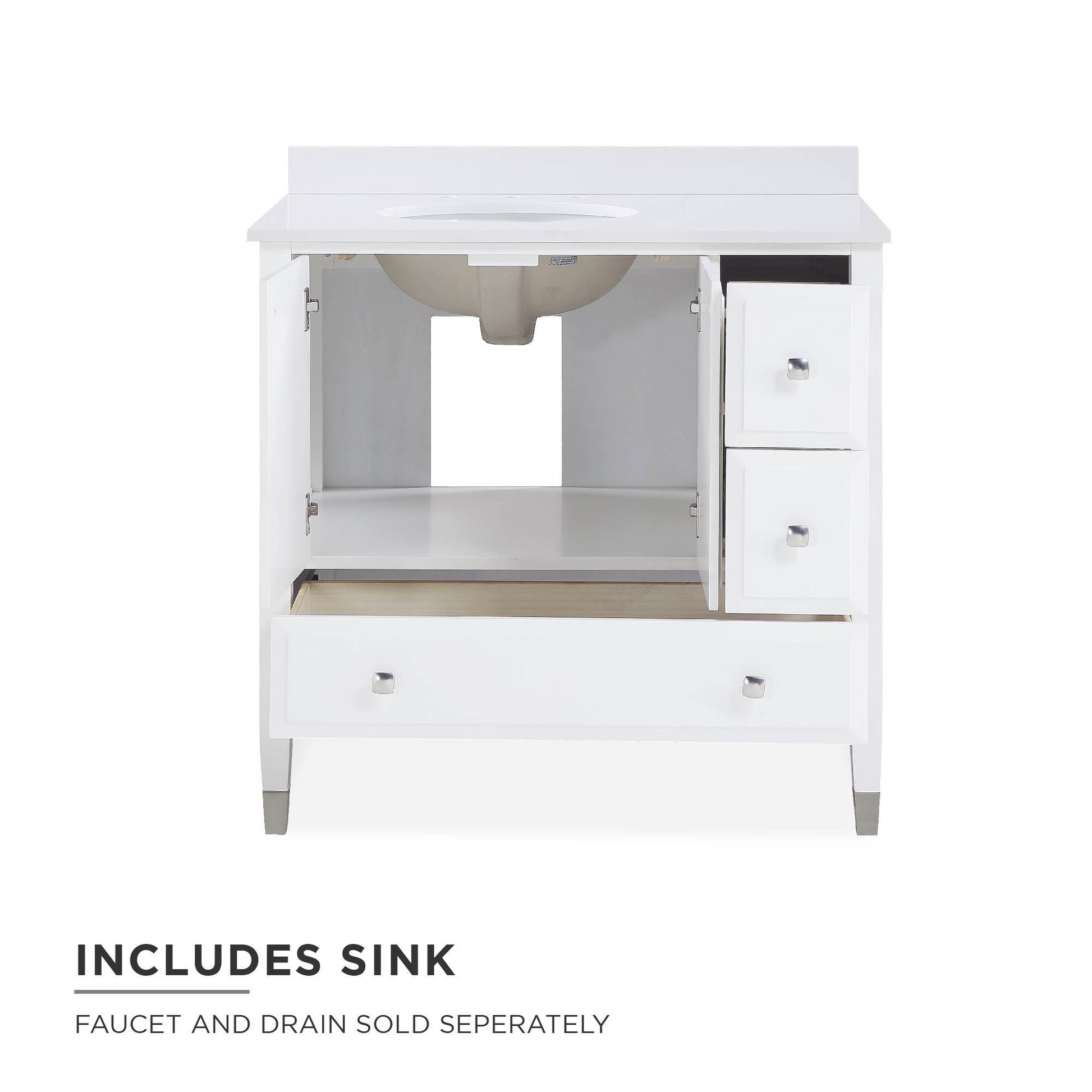 DHP Metcalfe 36 Inch Bathroom Vanity, White