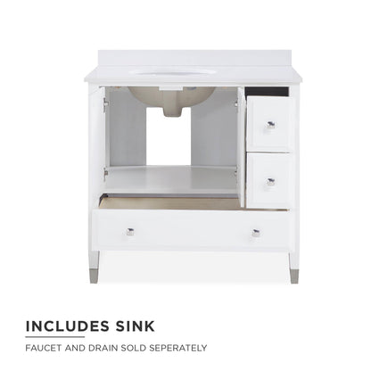 DHP Metcalfe 36 Inch Bathroom Vanity, White