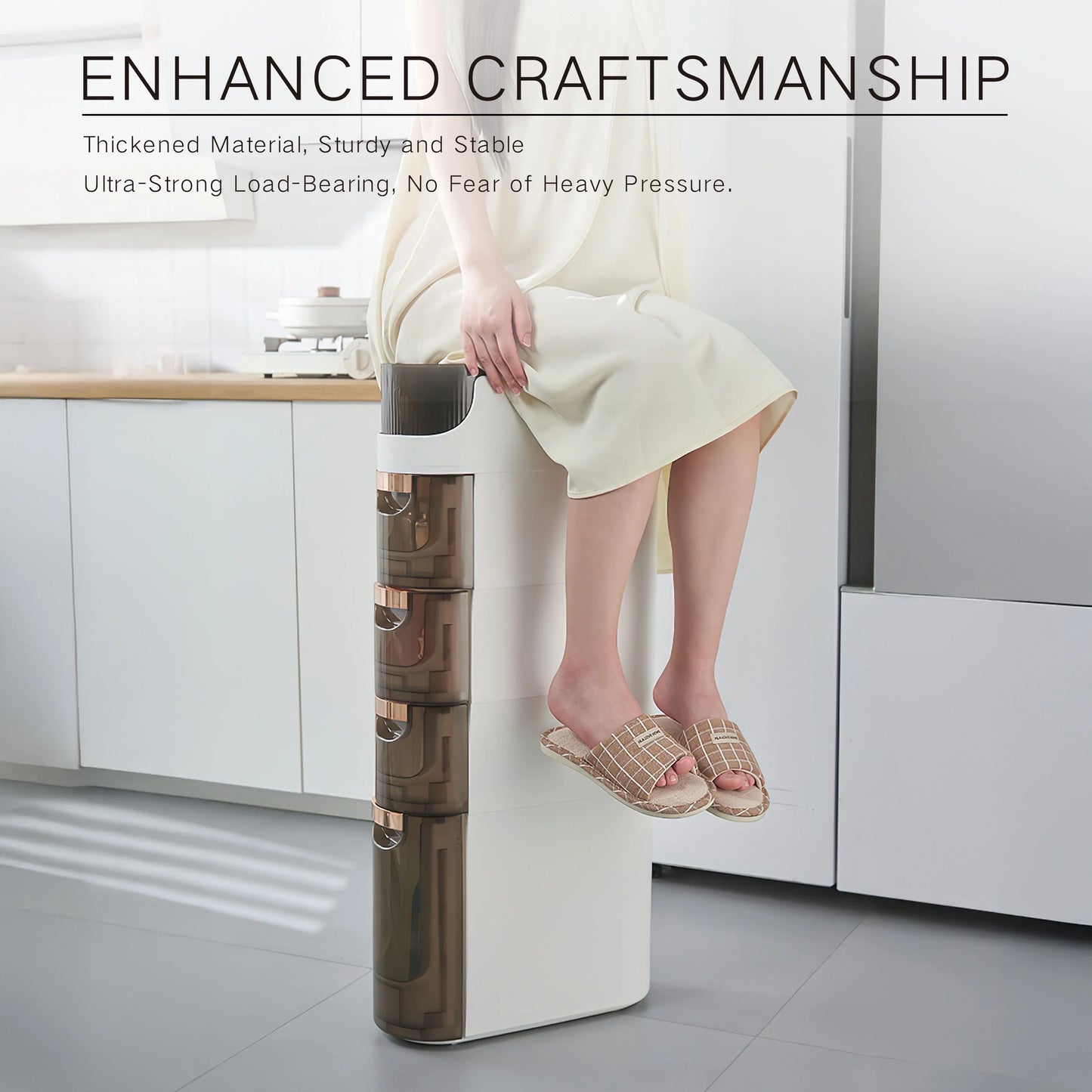 RAZXNAOR 4-Tiers Slim Bathroom Storage Cabinet, Narrow Organizers with Drawers, Beside Toilet Paper Storage for Bathroom