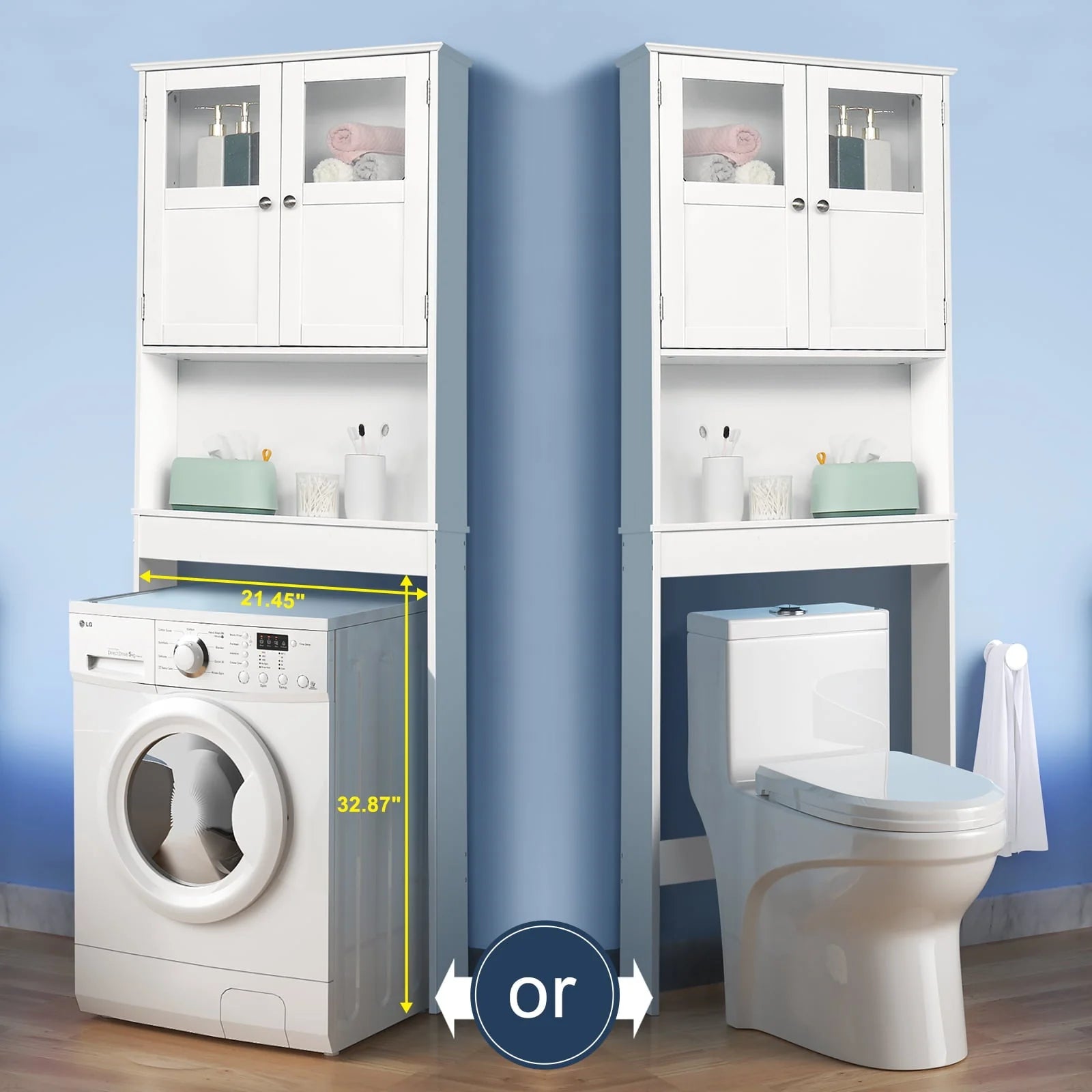 Ktaxon Over the Toilet Bathroom Storage Cabinet Space Saver with 2 Doors and 3 Storage Shelves, White Finish