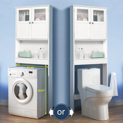 Ktaxon Over the Toilet Bathroom Storage Cabinet Space Saver with 2 Doors and 3 Storage Shelves, White Finish