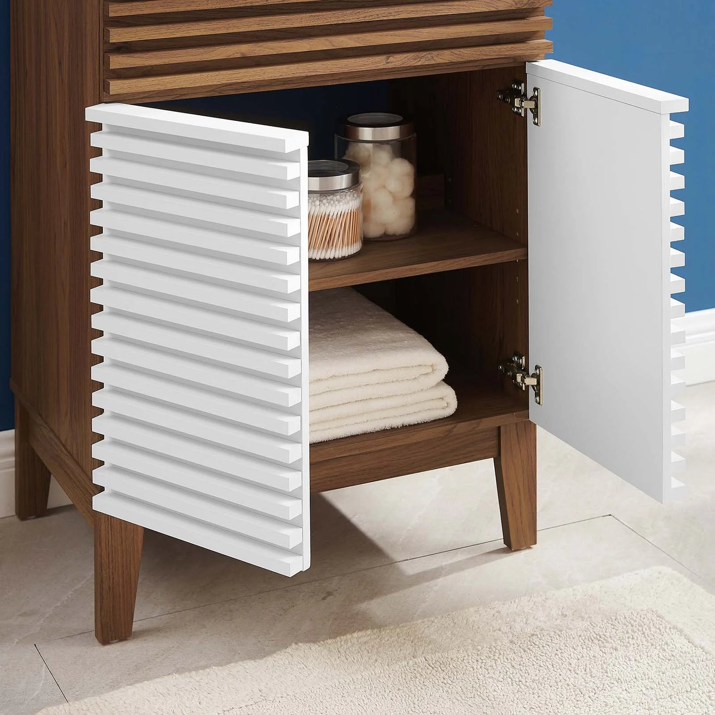 Modway Render Bathroom Vanity Cabinet (Sink Basin Not Included) in White Walnut