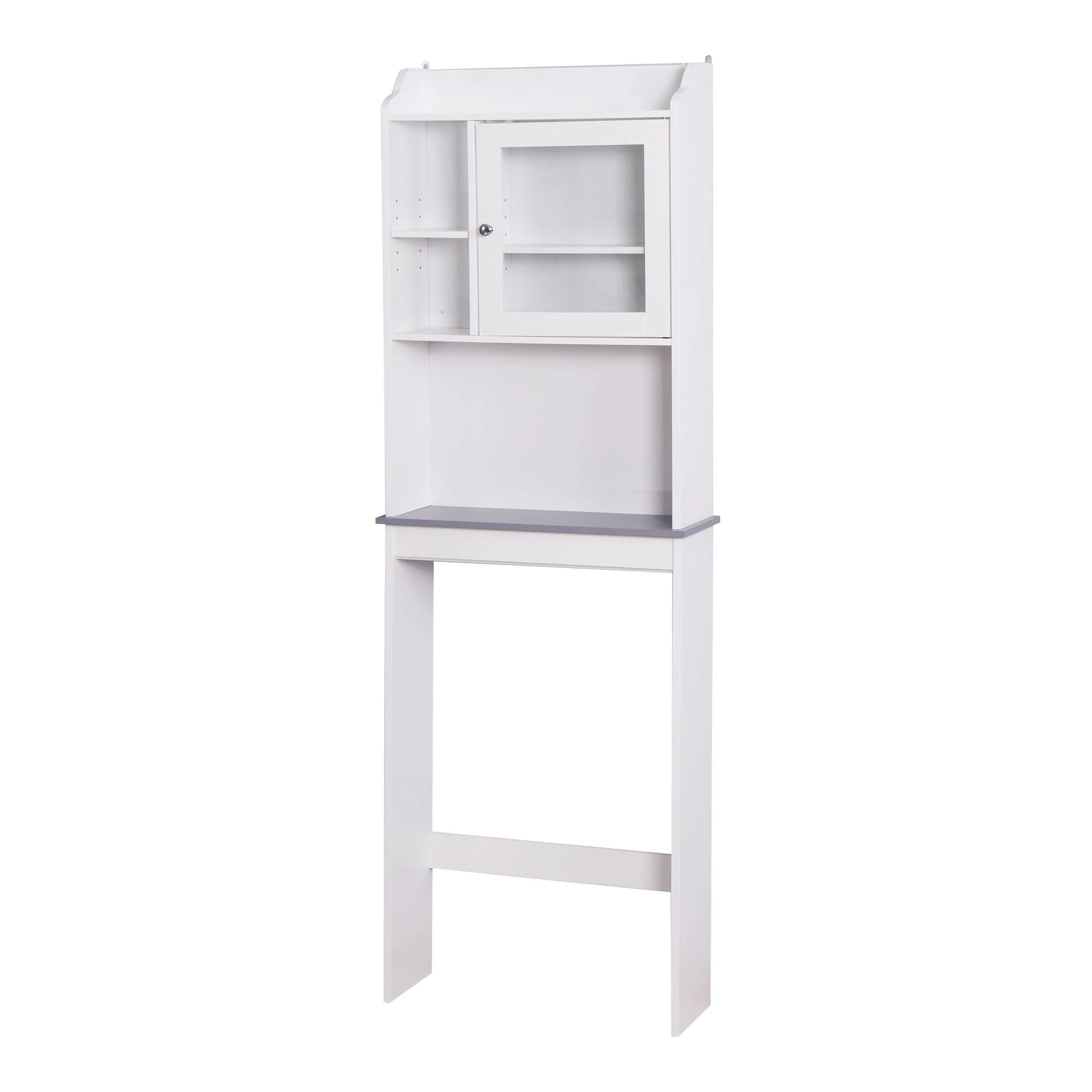 SESSLIFE Bathroom Storage Toilet Space Saver with Shelves and Doors, Modern Over The Toilet Space Saver Organization Wood Storage Cabinet for Home, Bathroom, White