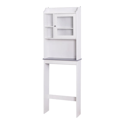 SESSLIFE Bathroom Storage Toilet Space Saver with Shelves and Doors, Modern Over The Toilet Space Saver Organization Wood Storage Cabinet for Home, Bathroom, White