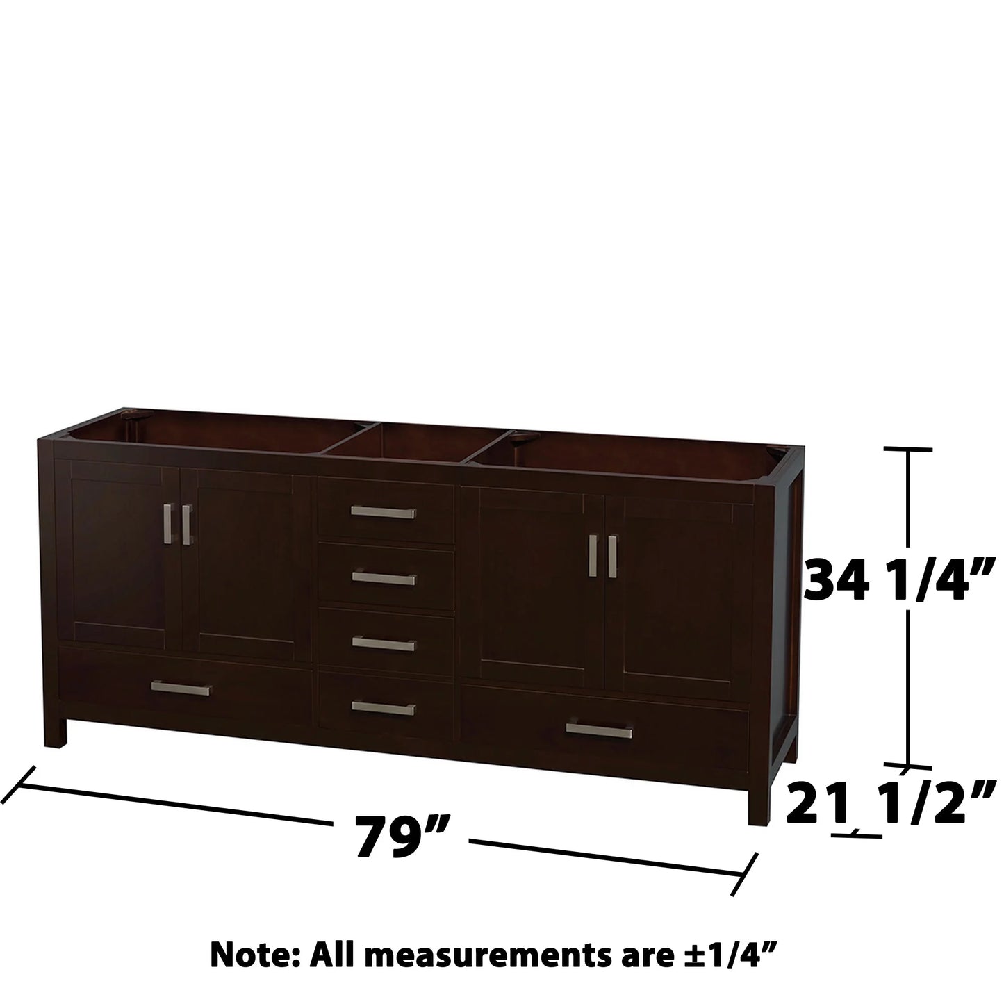 Wyndham Collection Sheffield 79" No Mirror Wood Double Bathroom Vanity in Gray