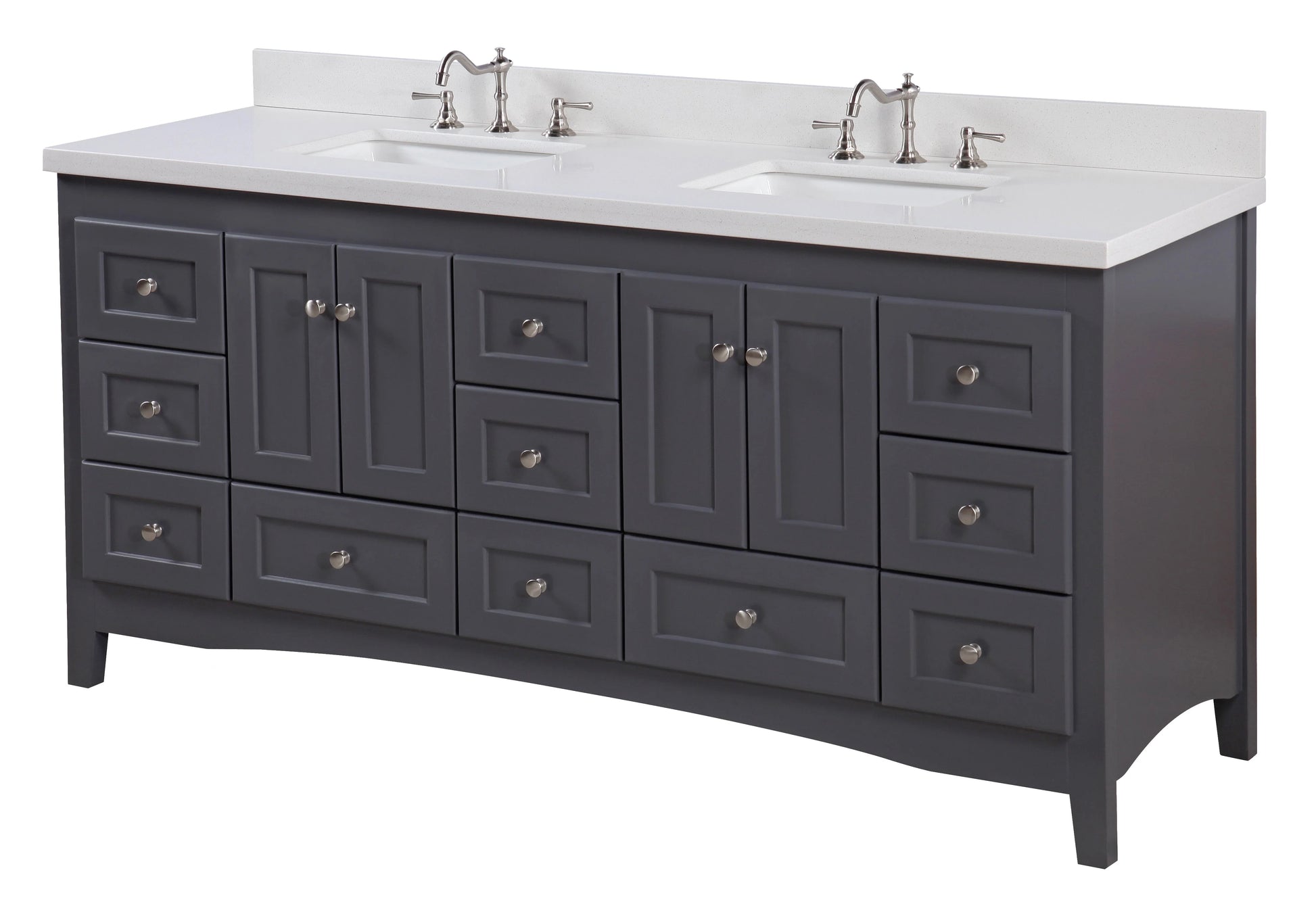 Abbey 72" Double Bathroom Vanity with Marine Gray Cabinet and Quartz Top