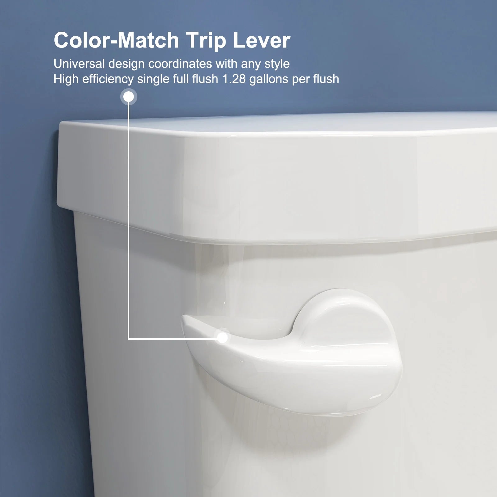 HOROW HWTT-E01S 1.28 GPF Elongated Ceramic Bathroom Toilet, Chair Height Floor Mounted Two-Piece