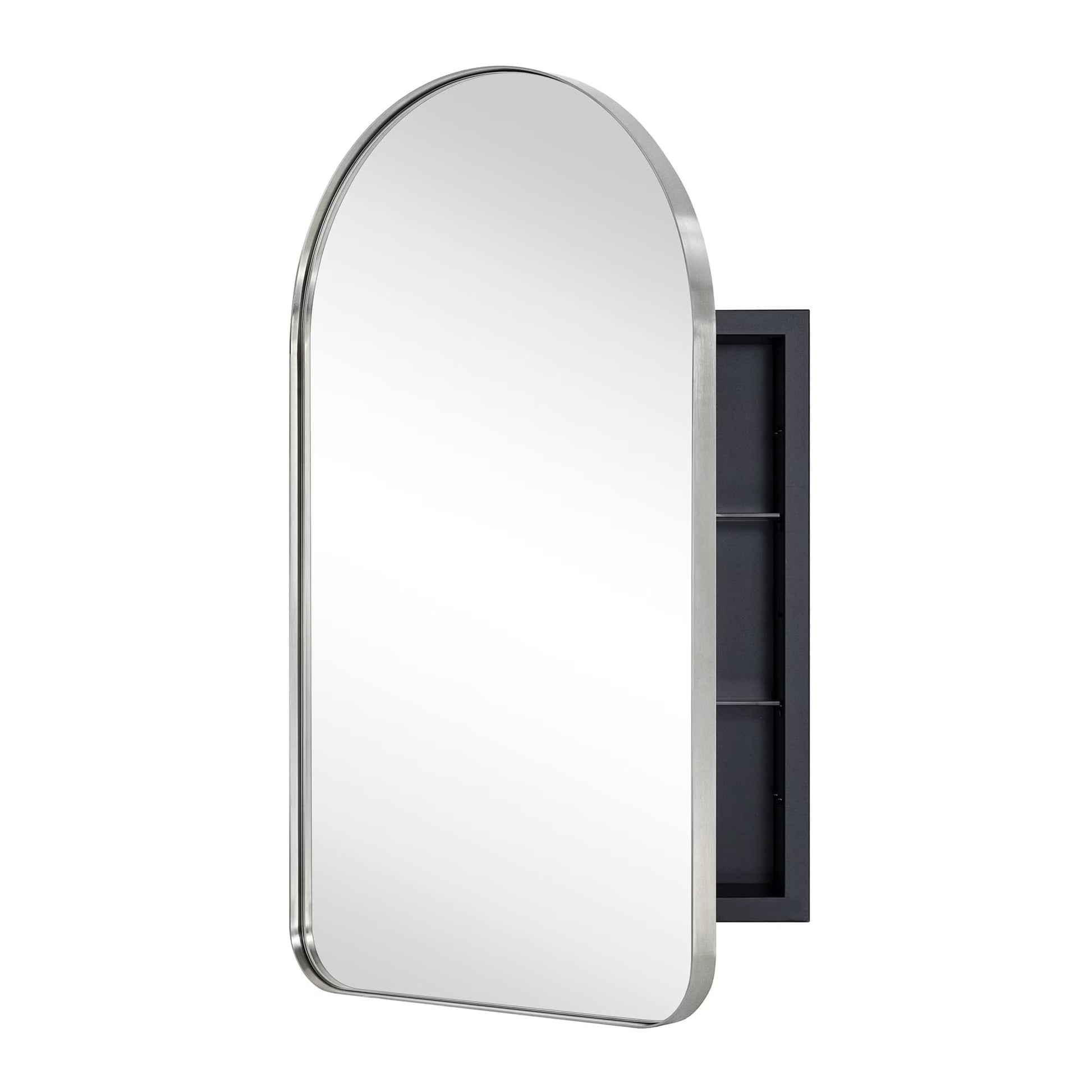 TEHOME Black Arched Recessed Bathroom Medicine Cabinet with Mirror Arch Vanity Mirros 16x28.3"