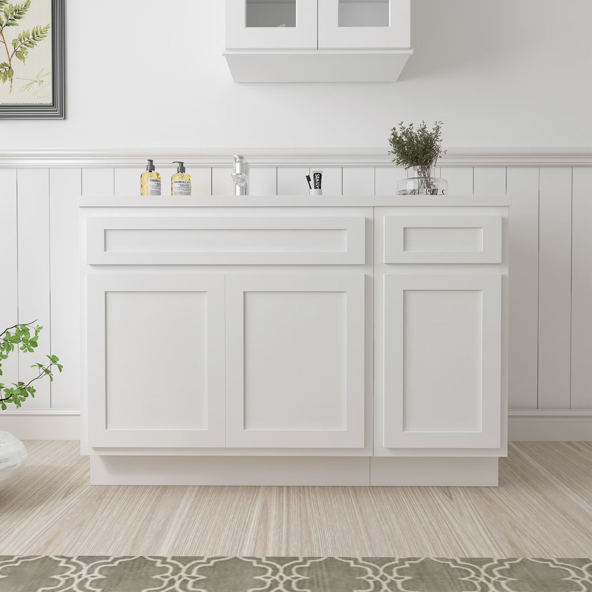 51 in. W x 21 in. D x 32.5 in. H Bath Vanity Cabinet without Top in Silver