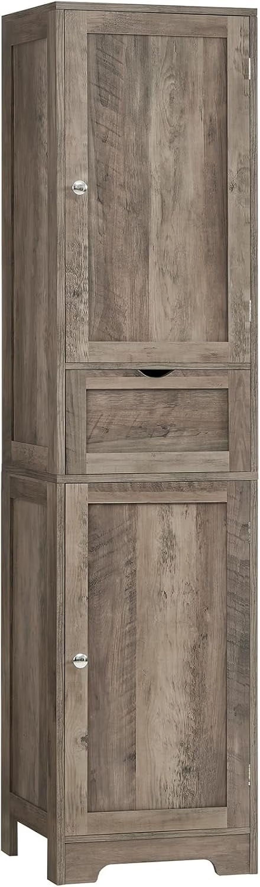 67" Tall Storage Cabinet, Bathroom Cabinet with Drawer & Adjustable Shelves, Narrow Storage Cabinet, Floor Cabinet for Living Room, Home Office, Rustic Oak