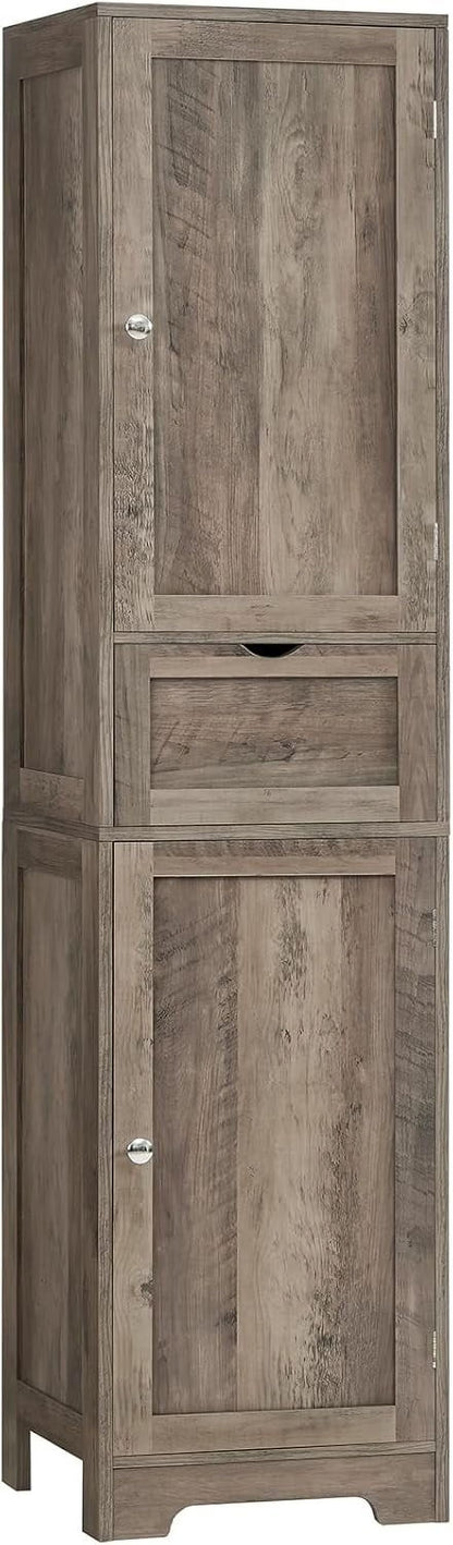 67" Tall Storage Cabinet, Bathroom Cabinet with Drawer & Adjustable Shelves, Narrow Storage Cabinet, Floor Cabinet for Living Room, Home Office, Rustic Oak