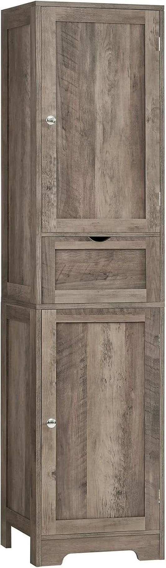 67" Tall Storage Cabinet, Bathroom Cabinet with Drawer & Adjustable Shelves, Narrow Storage Cabinet, Floor Cabinet for Living Room, Home Office, Rustic Oak