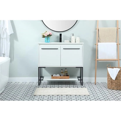 36 inch single bathroom vanity in white