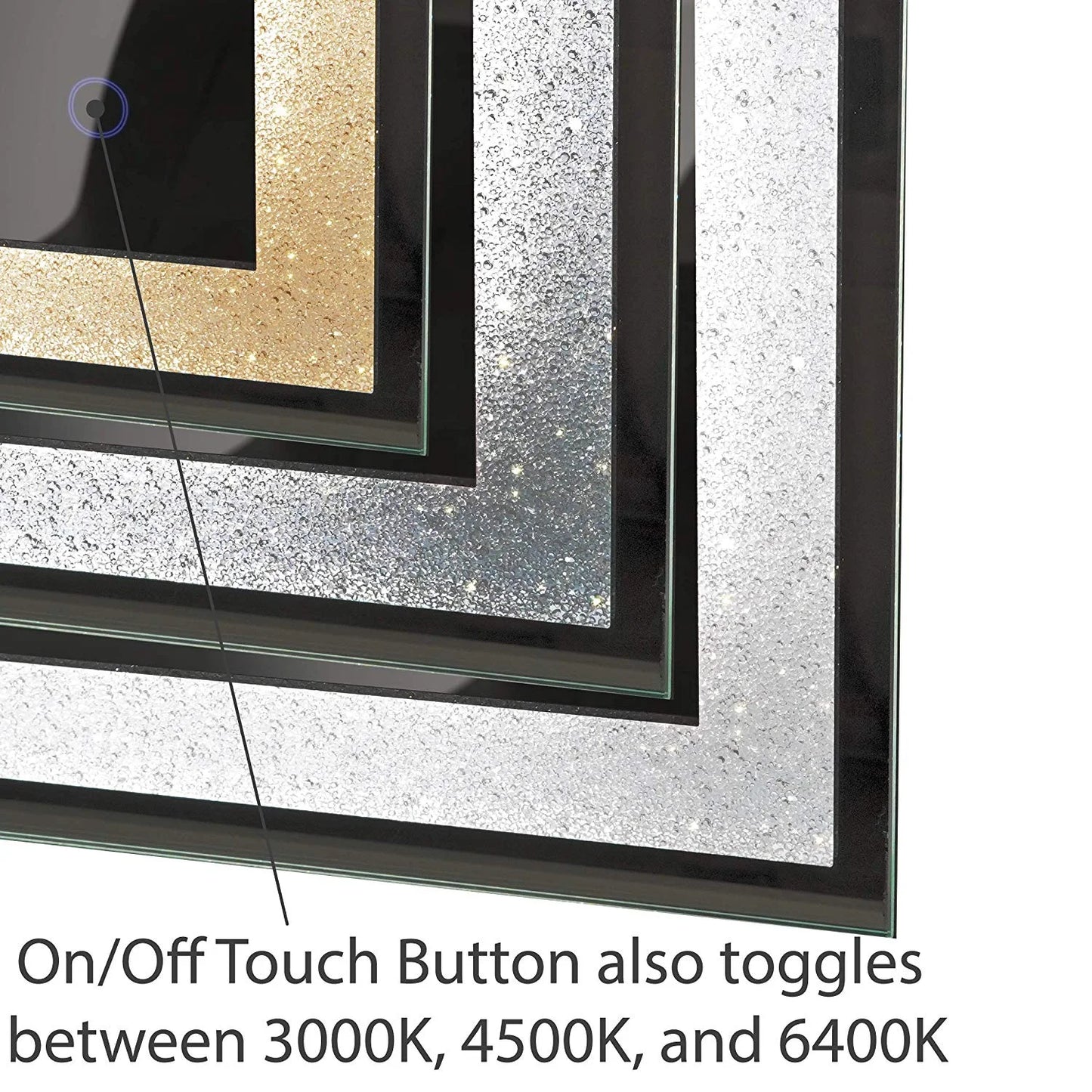 Dyconn Faucet Edison Crystal Horizontal/Vertical Wall Mounted Backlit LED Bathroom Vanity Mirror with Touch ON/OFF/Dimmer & Anti-Fog Function (30"W X 36"H)