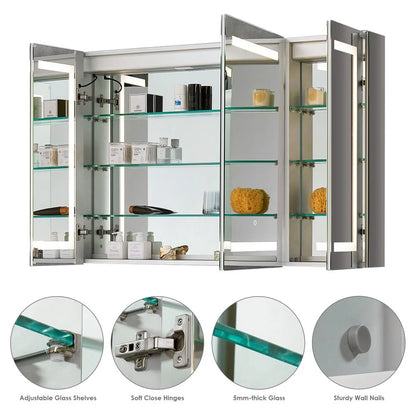 Bojano Rectangle 48" Frameless Surface-Mount/Recessed LED Lighted Bathroom Medicine Cabinet