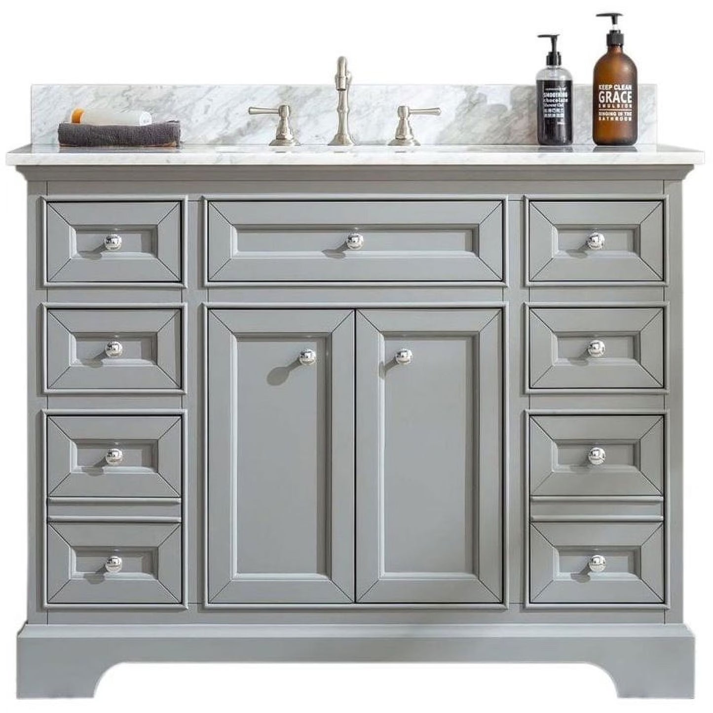 Ari Kitchen & Bath South Bay 55" Solid Wood Bathroom Vanity in Gray