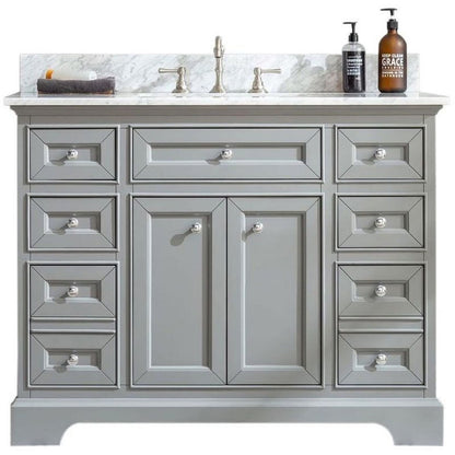Ari Kitchen & Bath South Bay 55" Solid Wood Bathroom Vanity in Gray