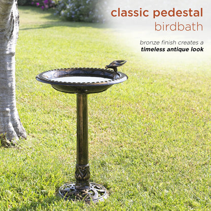 Alpine Corporation 26-inch Bronze Polyresin Bird Bath with Bird Figurine