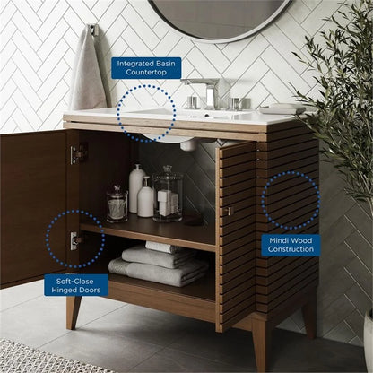 Modway Ledger 36" Bathroom Vanity in Walnut White