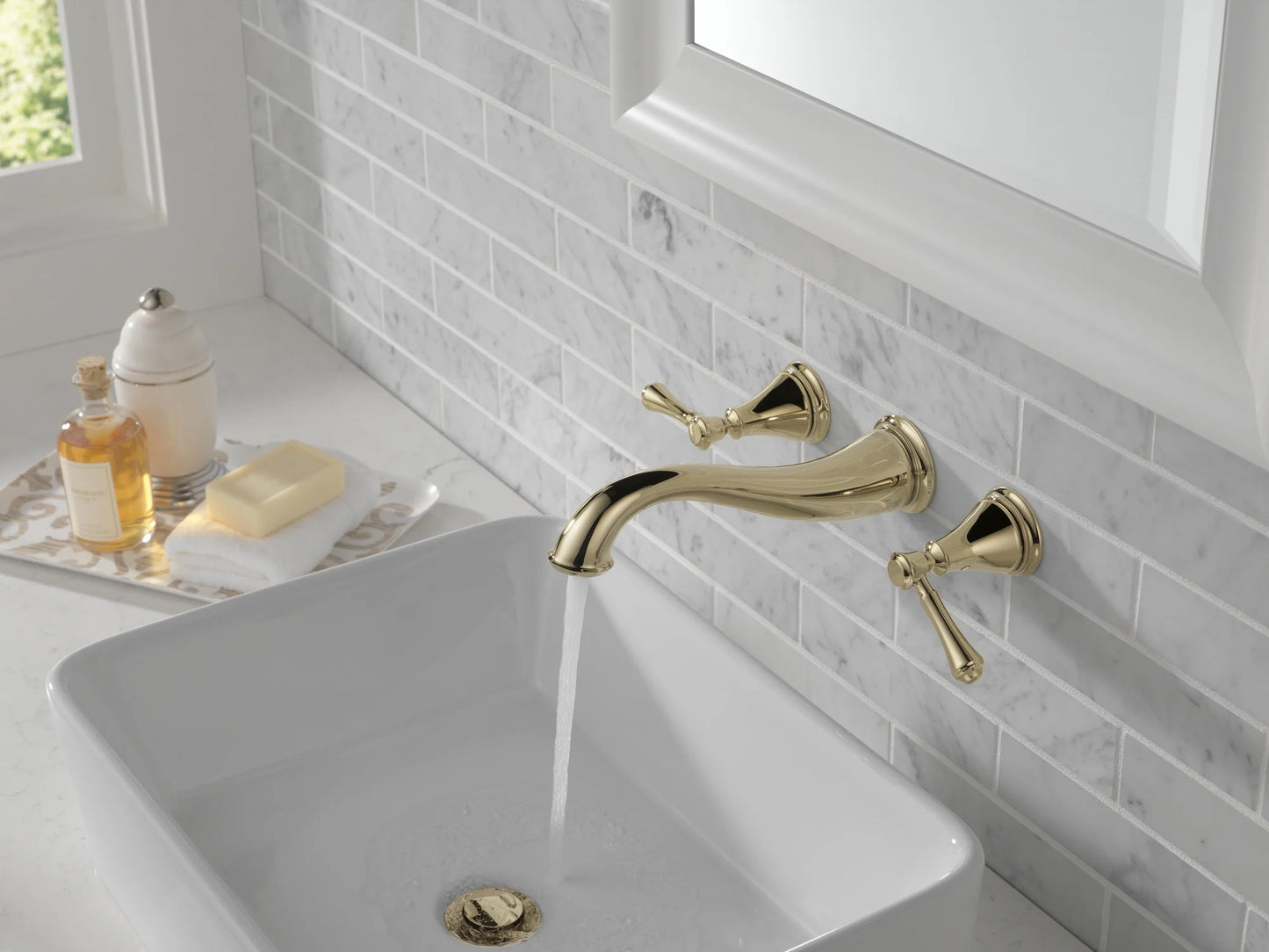 Delta Cassidy Two Handle Wall-Mount Bathroom Faucet Trim in Chrome (Valve Not Included) T3597LF-WL