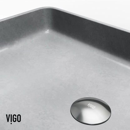 VIGO Basilica Gothic Gray Concreto Stone 23 in. L x 14 in. W x 4 in. H Rectangular Vessel Bathroom Sink