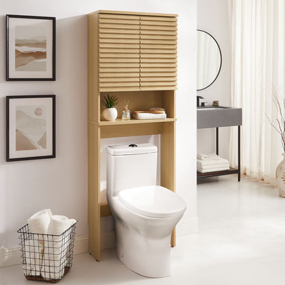 Modway Render Over the Toilet Bathroom Storage Cabinet in Oak