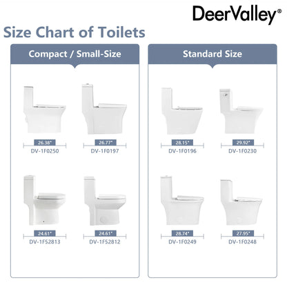 DV-1F0250 One Piece Toilet For Bathroom, Modern Bathroom Toilet with Dual Flush 1.1/1.6 Gpf Fully Skirted Toilets(Soft Close Seat)