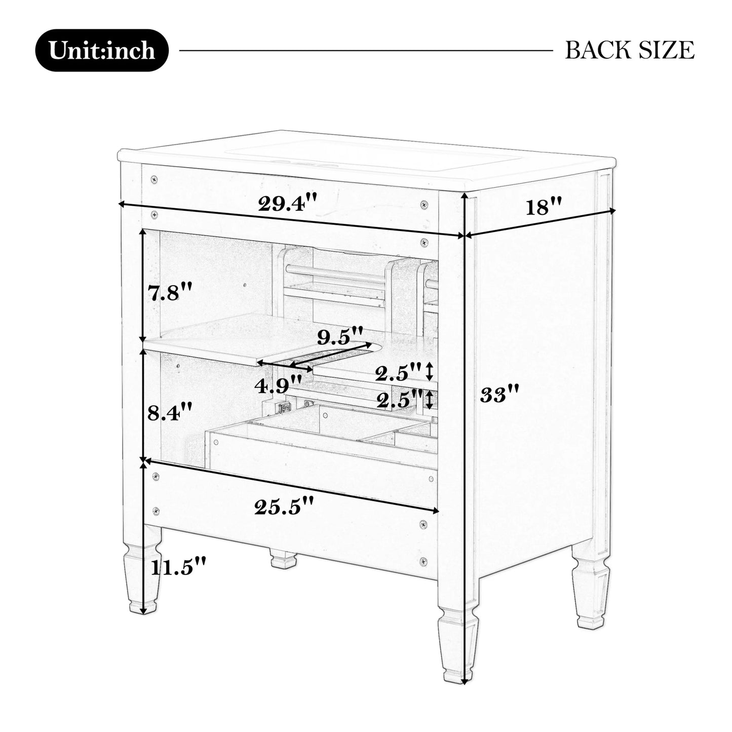 GDF Studio Vintage 30" Bathroom Vanity with Ceramic Sink, Soft-Close Door, and Ample Storage, Green