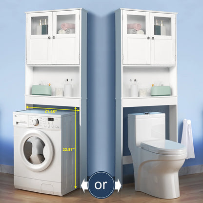Ktaxon Over the Toilet Bathroom Storage Cabinet with 2 Doors & 3 Storage Shelves Space Saver, White