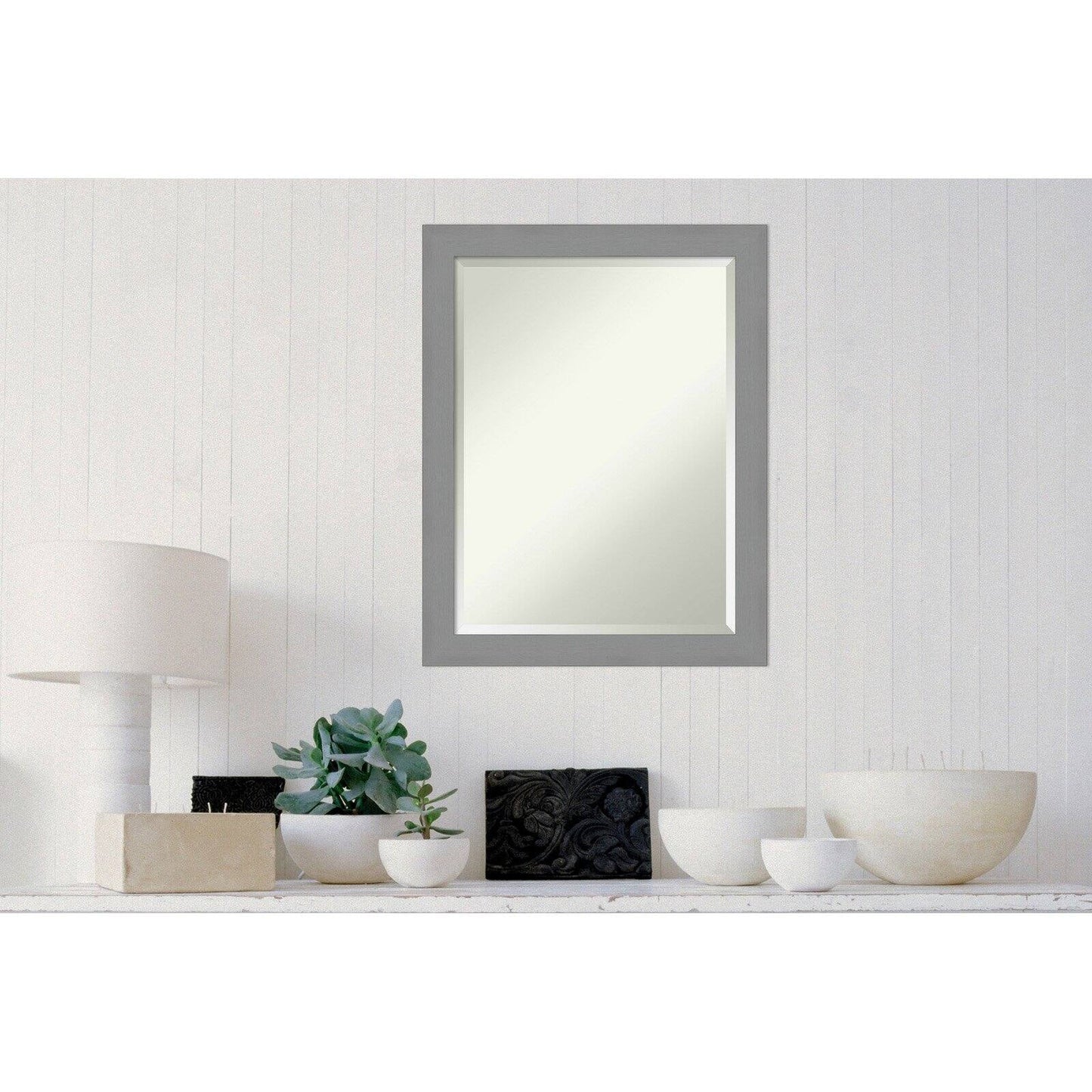 Cabinet White Narrow Beveled Wood Bathroom Wall Mirror