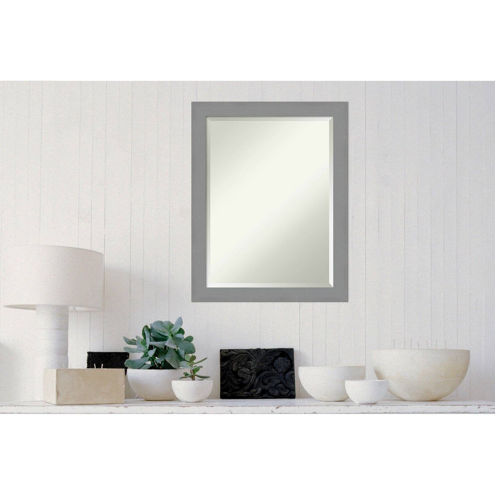 Cabinet White Narrow Beveled Wood Bathroom Wall Mirror