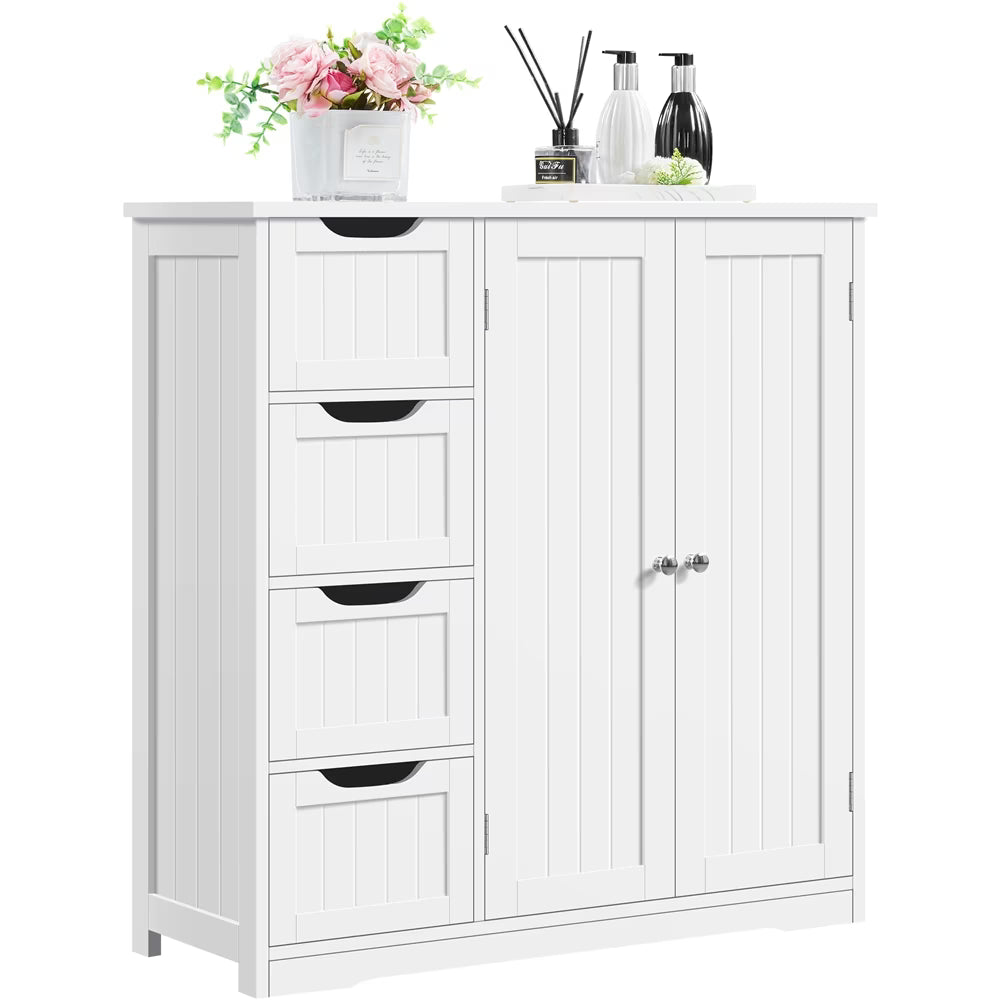 Alden Design Bathroom Floor Storage Cabinet, White, 12''