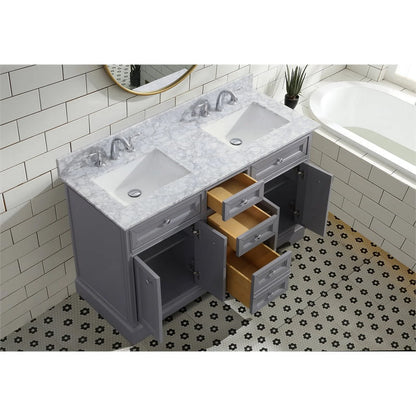 Ari Kitchen & Bath South Bay 55" Solid Wood Bathroom Vanity in Gray