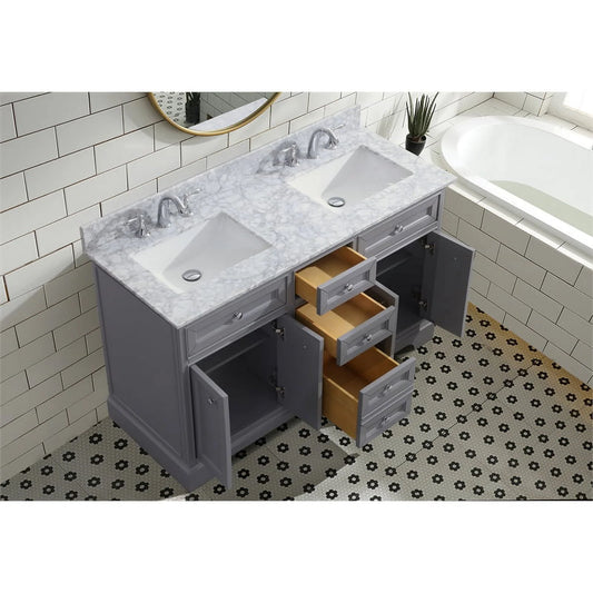 Ari Kitchen & Bath South Bay 55" Solid Wood Bathroom Vanity in Gray