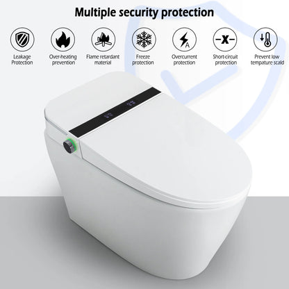 Teekyooly Smart Toilet,One Piece Bidet Toilet for Bathrooms,Modern Elongated Toilet with Warm Water, Foot Sensor Operation, Heated Bidet Seat,Electric Tankless Toilets with LED Display