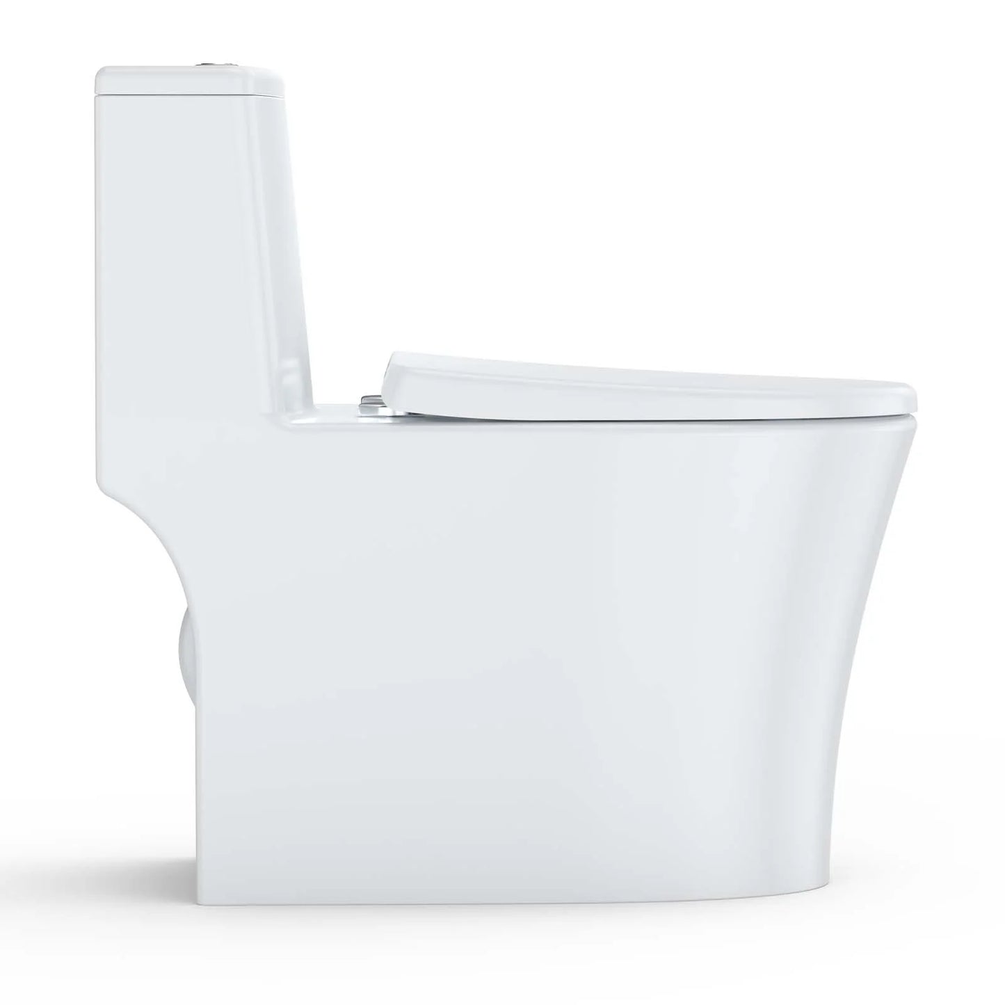 White One-Piece Elongated Toilet for Bathroom - Water Efficient
