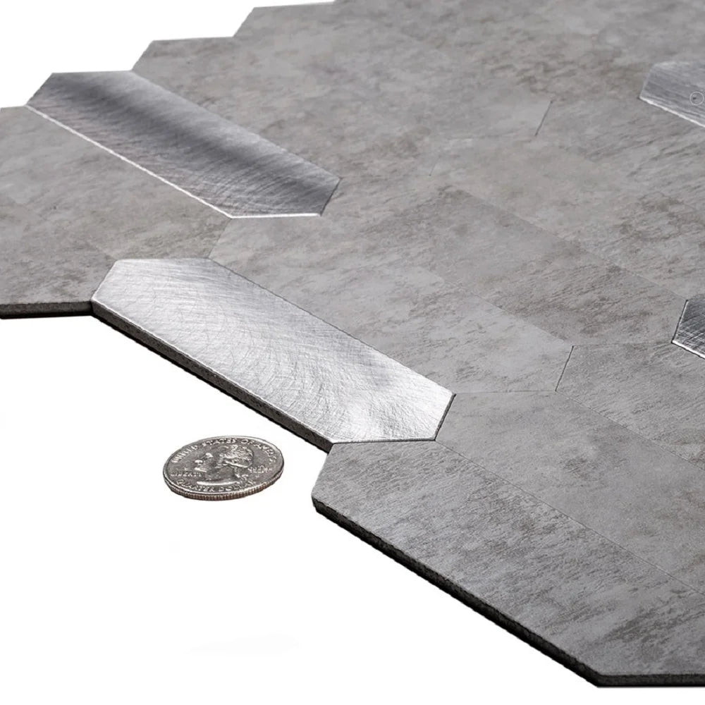 10 pack Silver Grey Picket 12 in. x 12 in. Honed Metal Peel and Stick Backsplash Tile for Kitchen and Bathroom (10 sq. ft./Case)