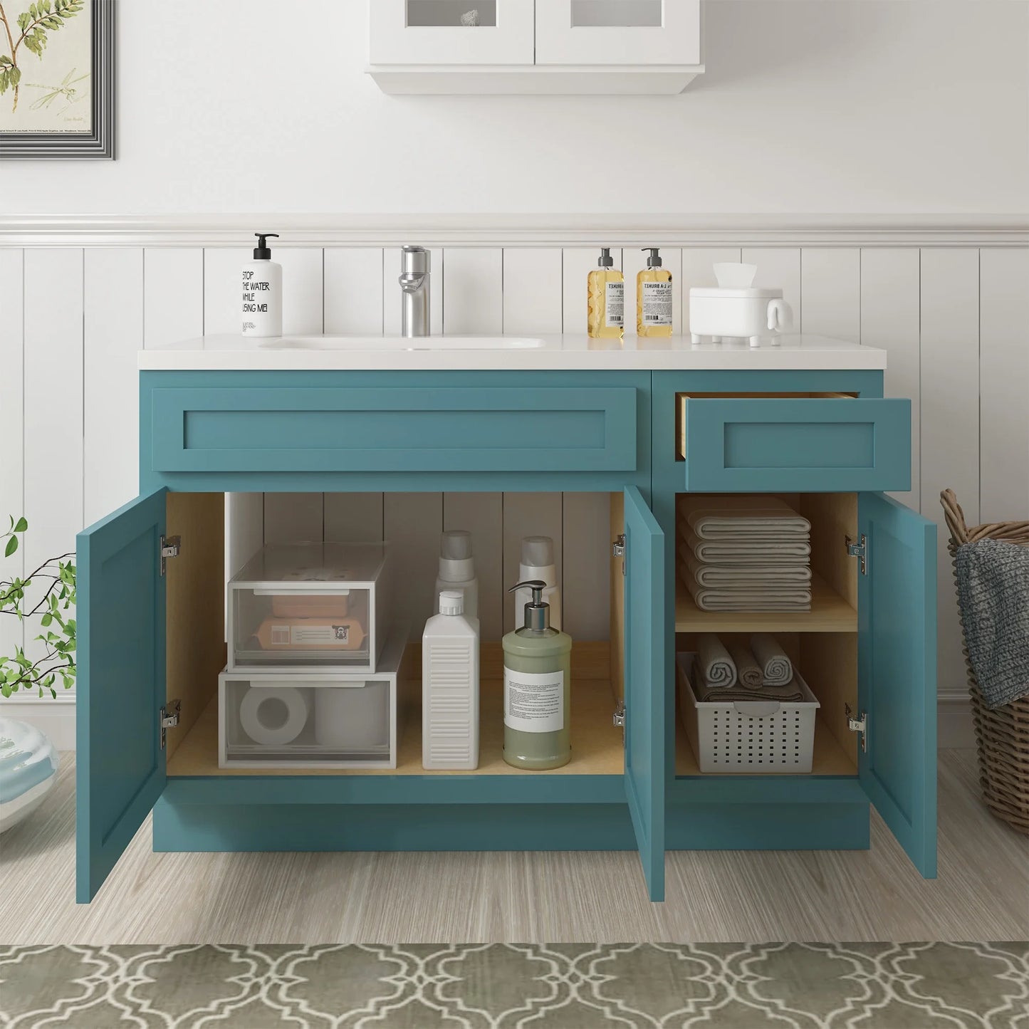 51 in. W x 21 in. D x 32.5 in. H Bath Vanity Cabinet without Top in Silver
