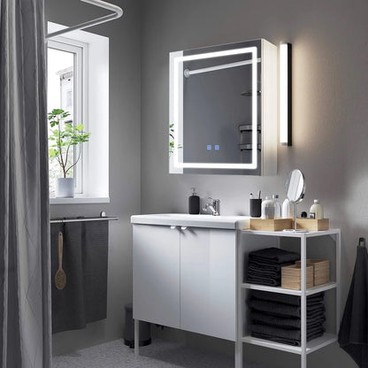 RichYa Bathroom Cabinet Wall Mounted Mirror Medicine Cabinet with LED Lights Adjustable Shelf, Defogger, Memory 3-Color Mode, Dimmer, Anti-Fog