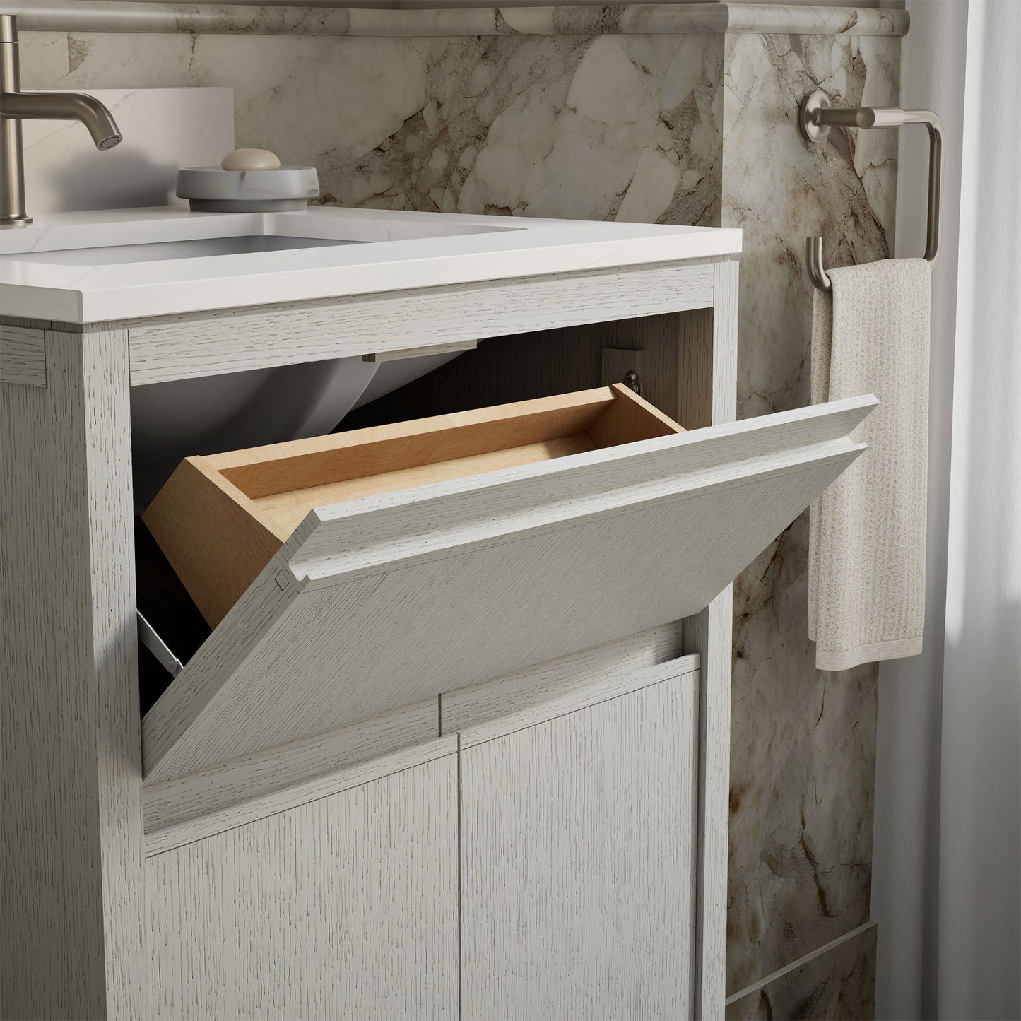 Kohler Solive Bathroom Vanity with Sink and Quartz Top in White