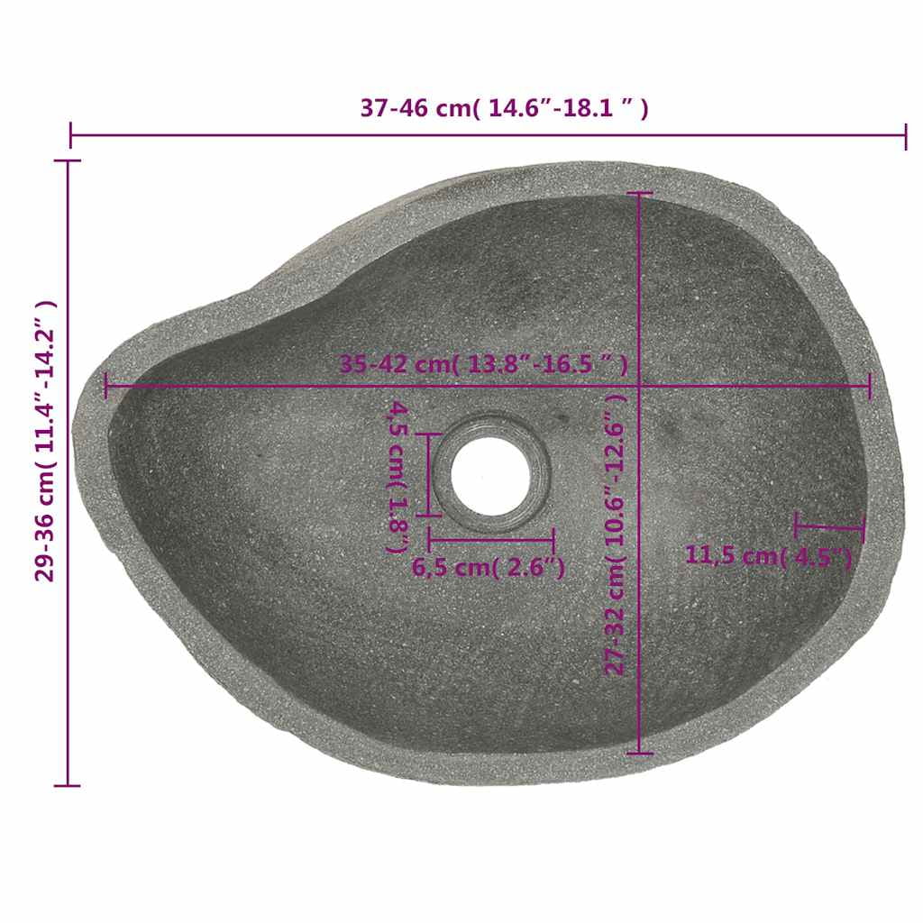 vidaXL Bathroom Basin, Vessel Sink, Easy Assembly, (17.7"-20.9")x(13.4"-16.1")x4.5" River Stone