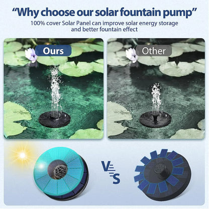 TRODEEM Solar Fountain Pump Upgraded 4-in-1 Nozzle, 2.2W All Cover Solar Panels, 7 Water Styles, with Anti-Collision Bar and Regulating Valve, Bird Bath, Pond, Pool, Fish Tank, Aquarium and Garden