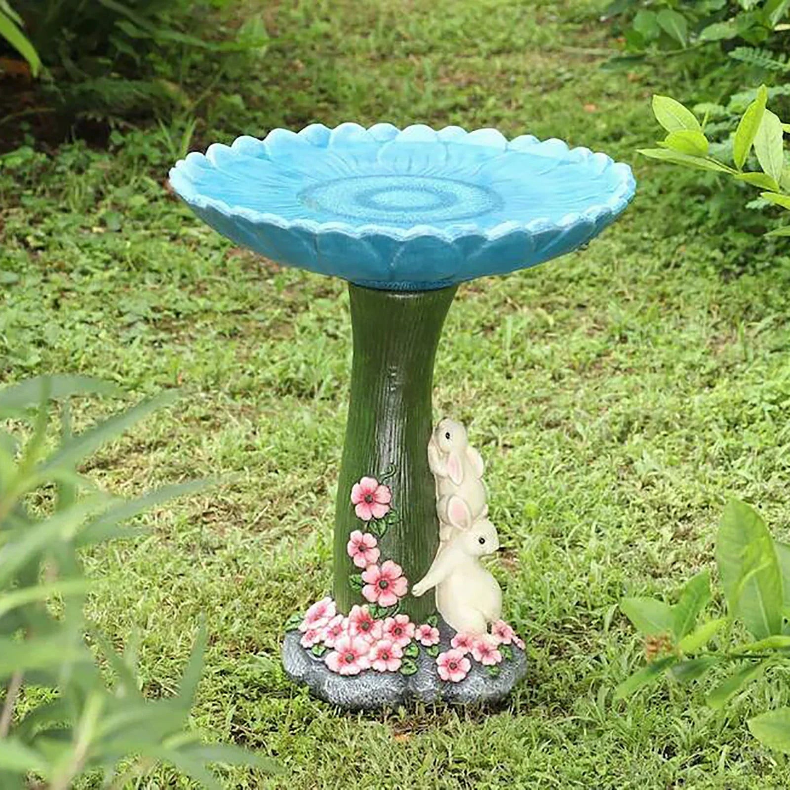 JeashCHAT Clearance Garden Decor Bird Feeder Resin Animal Statue Cute Rabbit Sculpture Ornament for Outdoor Indoor Yard Lawn, Bird Bath Accessory