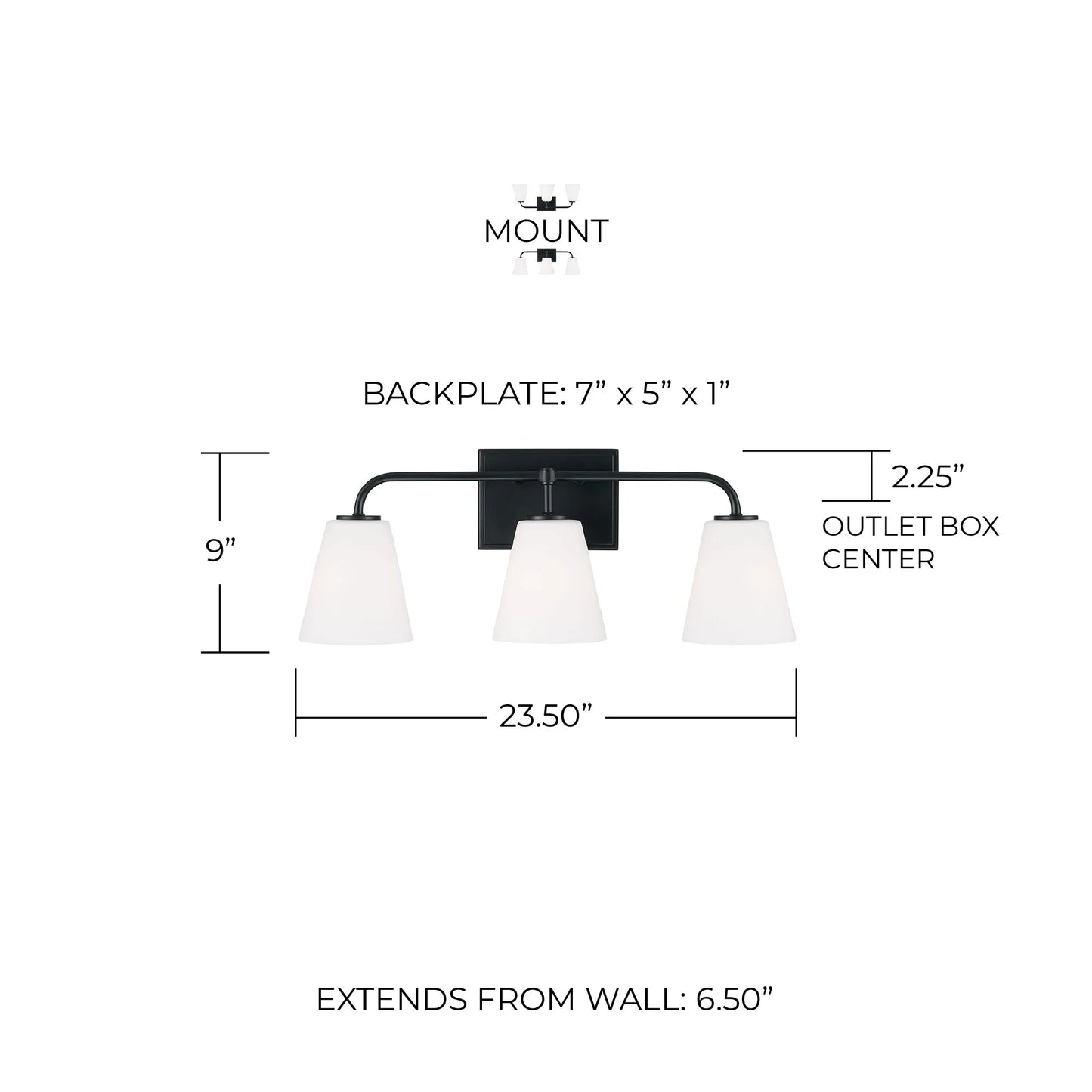 Capital Lighting - Brody - 3 Light Bath Vanity In Minimalist Style-9 Inches Tall