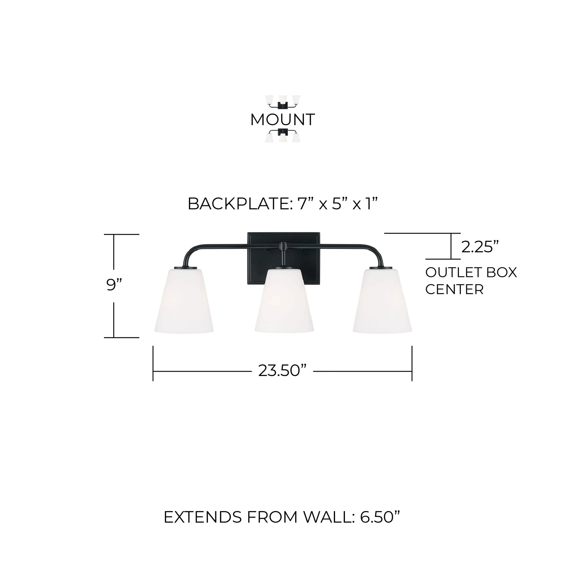 Capital Lighting - Brody - 3 Light Bath Vanity In Minimalist Style-9 Inches Tall